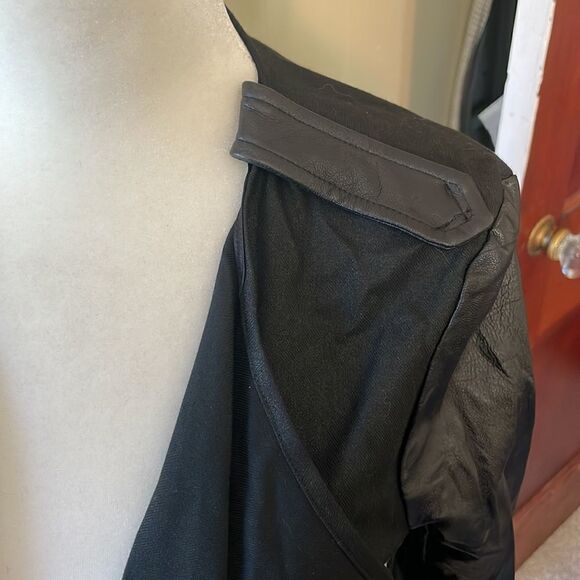 Parker Leather Sleeve & Cloth Torso Crop Jacket - Picture 2 of 8